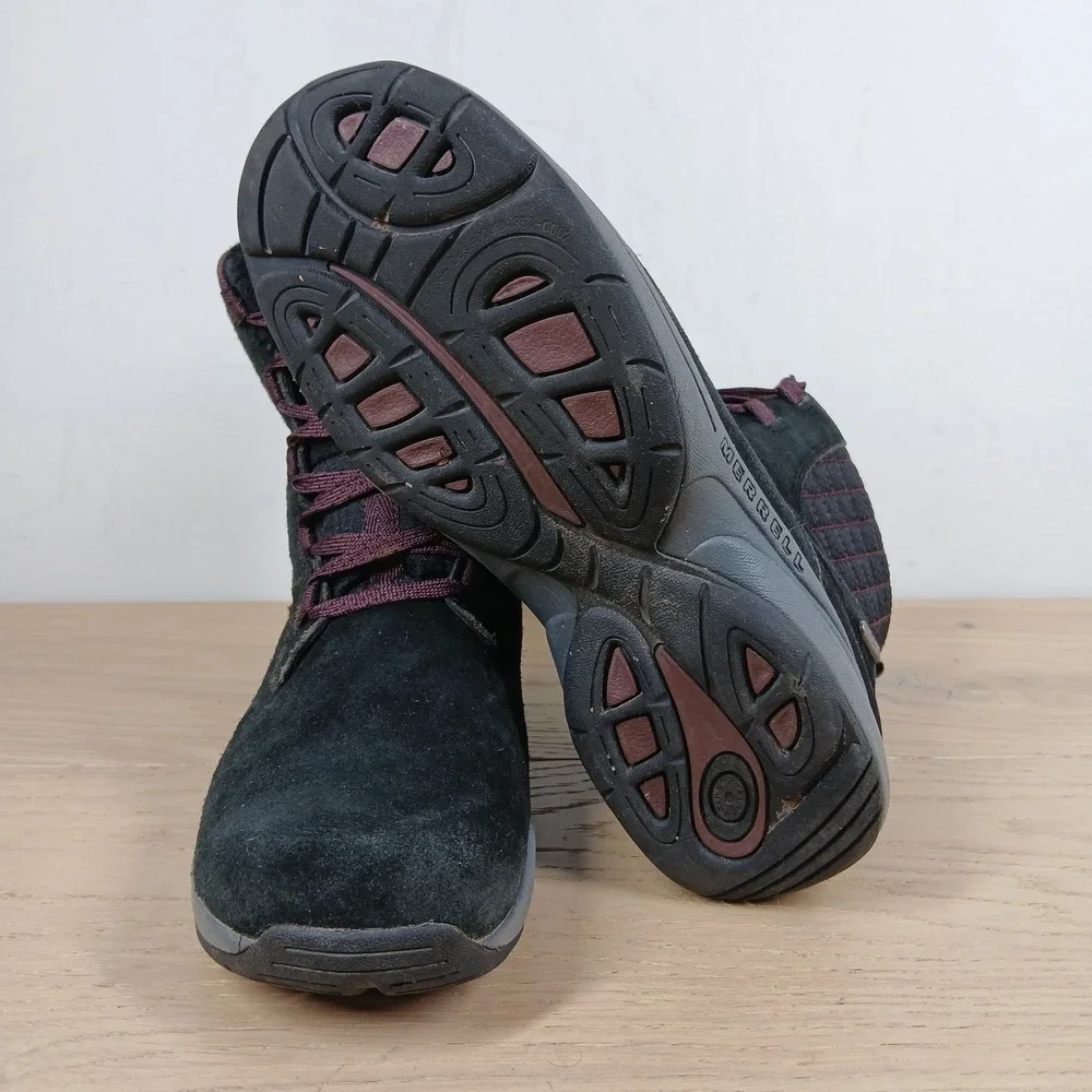 Merrell Blackcherry Boots Womens 8.5 Insulated Lace Up Black Leather Winter